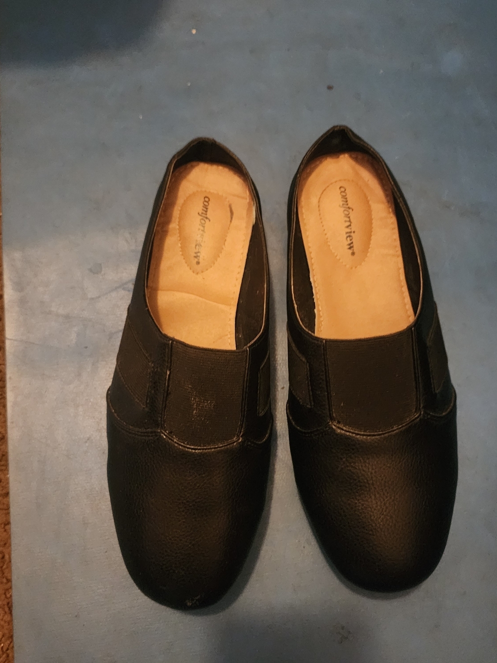 SARAH Comfortview Black Slip-On Flats Mule Size 10 Wide